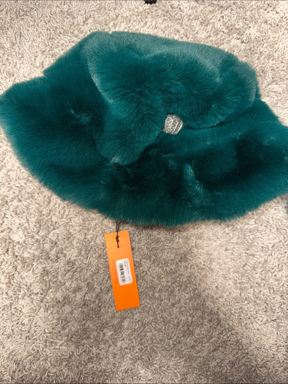 Kurt Geiger Teal Faux Fur Bucket Hat